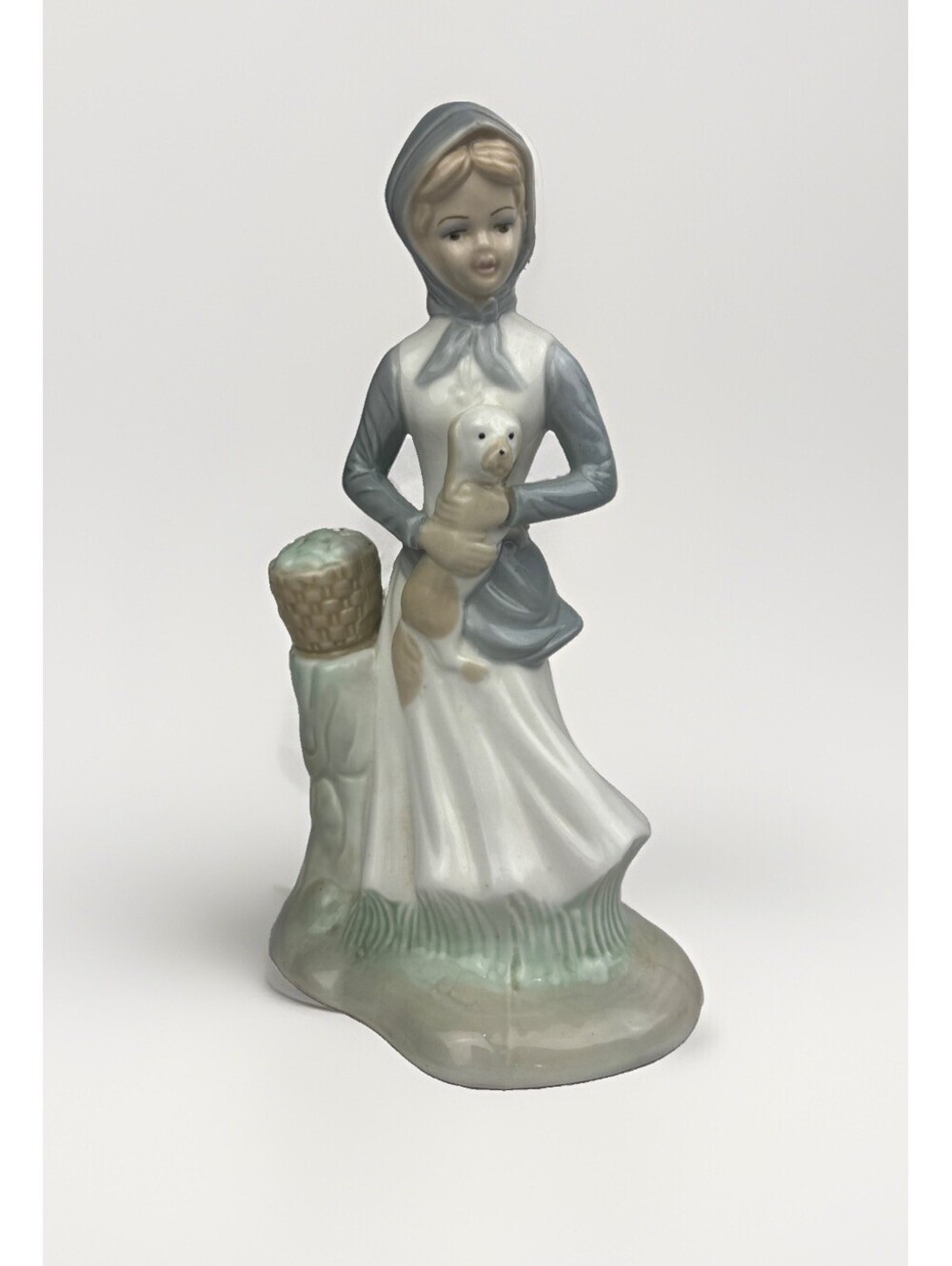 NAO by Lladro Girl Holding Puppy Porcelain Figurine Made in Spain 1970s RARE